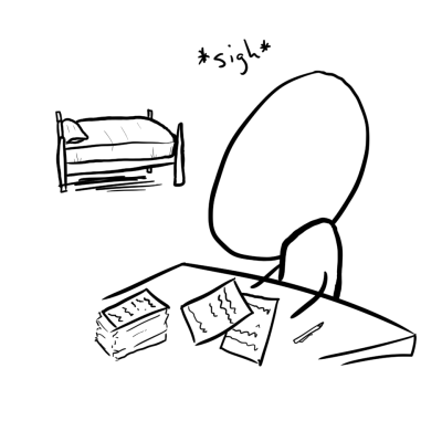 Alien wants to stop working and sleep.