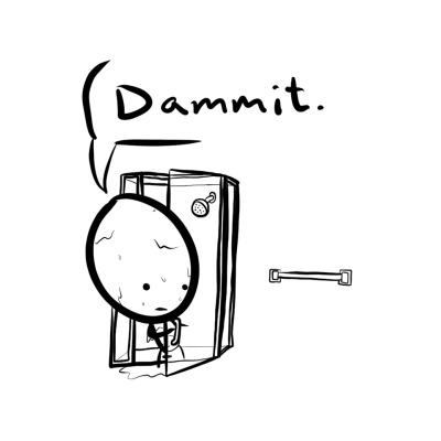 Alien forgot to grab a towel.