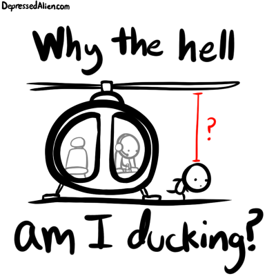 Alien ducks unnecessarily.