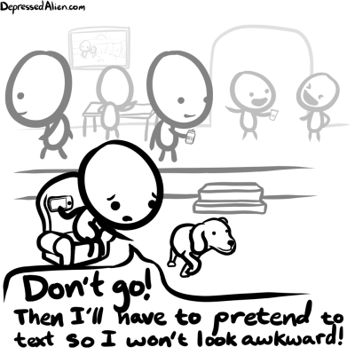 Alien is lonely at parties.