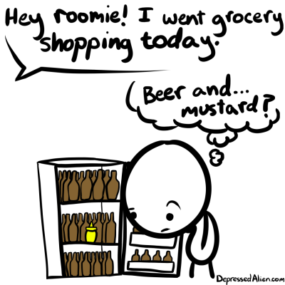 Alien doesn't know what the mustard is for.