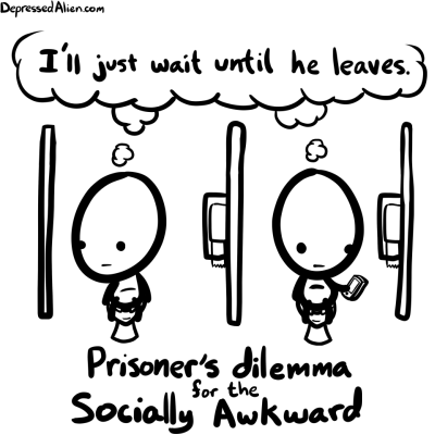 Alien faces bathroom entrapment.